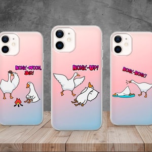 Funny Goose Phone Case Cartoon Angry Duck Cover for iPhone 16, 15, 14, 13, 12, 11, 8, Samsung S24, S23, S22, A73, Pixel 9, 8, 7, 6