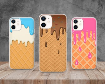 Ice Cream Dessert Phone Case Creamy Cover for iPhone 15, 14, 13, 12, 11, X,  8, Samsung S23, S22, A73, A53 Huawei P40, P50, Pixel 8, 7, 6