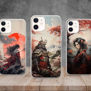 Anime Katana-telefoonhoesje Japan Samurai Waifu Cover voor iPhone 15, 14, 13, 12, 11, 8, Samsung S23, S22, A73, Huawei P40, P50, Pixel 8, 7, 6