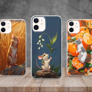 Custodia per telefono a forma di piccolo ratto, per iPhone 16, 15, 14, 13, 12, 11, 8, Samsung S24, S23, S22, A73, Pixel 9, 8, 7, 6
