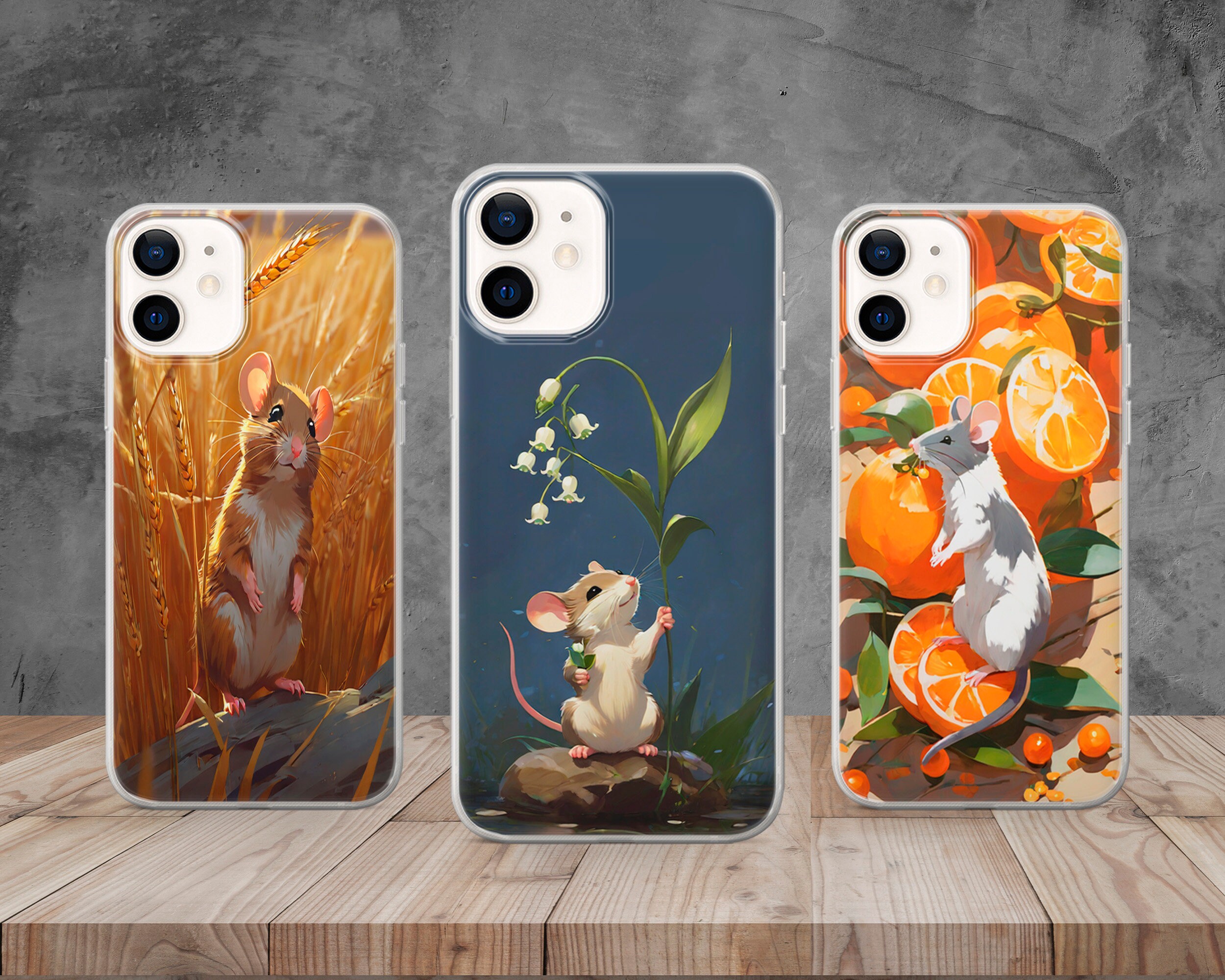 Cute Small Rat Phone Case Rodent Pet Cover for iPhone 17, 16, 15, 14, 13, 12, 11, 8, Samsung S25, S24, S23, S22, Pixel 10, 9, 8, 7, 6