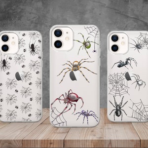 Spiders Web Transparent Phone Case Spider Cover for  iPhone 17,16,15, 14, 13, 12, 11, 8, Samsung S25,S24,S23, Pixel 10,9,8, 7, 6