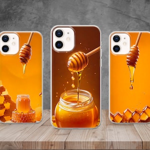 Honey Jar Phone Case Honeycomb Bee Cover for iPhone 15, 14, 13, 12, 11, X,  8, Samsung S24, S23, S22, A73, A53 Huawei P50, Pixel 8, 7, 6