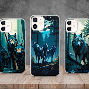 Wolf Pack Phone Case Predator Wolf Art Cover for iPhone 15, 14, 13, 12, 11, X,  8, Samsung S24, S23, S22, A73, A53, Huawei, Pixel 8, 7, 6