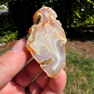 Agata corniola dell&#39;Oregon da 2,2 once lucidata, decorazione per la casa, esemplare da esposizione, lapidario, collezionista, corniola, fascettatura