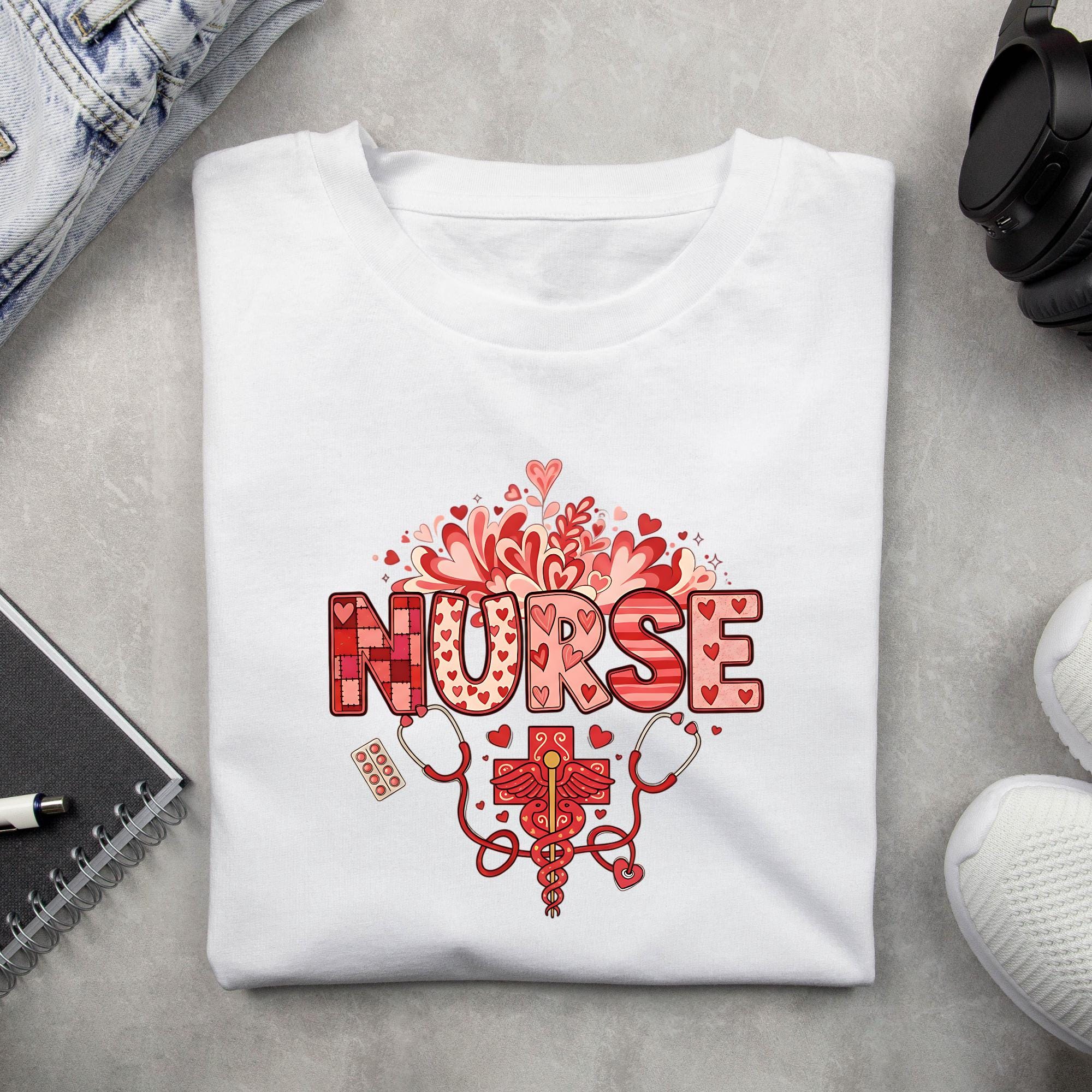 Nurse Valentine SVG PNG Medical Love Design RN Heart Caduceus Shirt ...