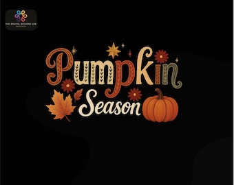 Stagione delle zucche PNG: Clipart di foglie autunnali, design autunnale accogliente (download digitale)