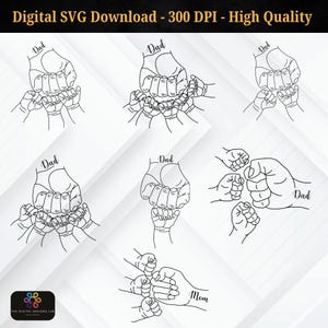 Father’s Day Fist Bump PNG SVG | Dad & Kids Clipart | 1-5 Kids Hand Bump Design | Matching Shirt Design | Instant Download Cricut File
