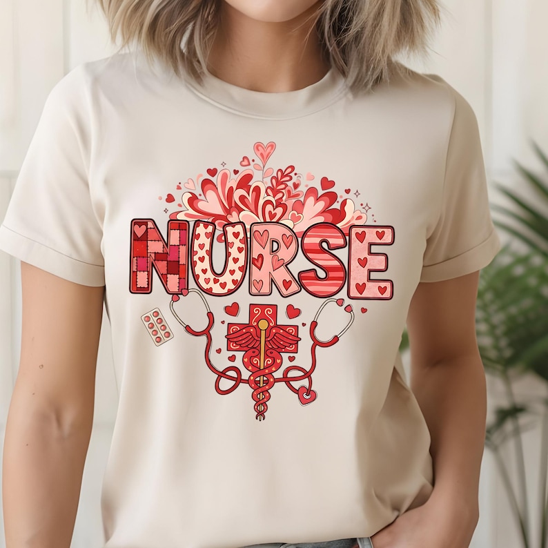 Nurse Valentine SVG PNG Medical Love Design RN Heart Caduceus Shirt ...