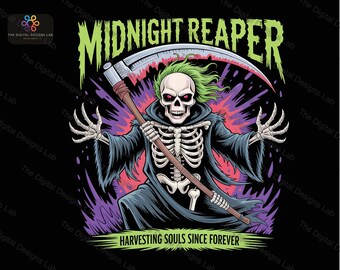 Grim Reaper PNG | Midnight Reaper Digital Art | Skeleton Scythe Illustration | Gothic Horror Halloween Clipart