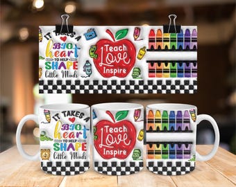 Teacher Mug Wrap PNG, Back to School Coffee Mug 11oz 15oz
