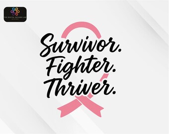 Brustkrebs Bewusstsein PNG | Survivor Fighter Thriver Digitaler Download | Pink Ribbon Sublimationsdatei