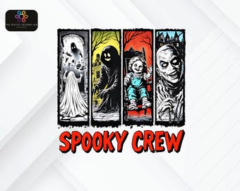 Spooky Crew Design Halloween PNG Digital Download – Horror Characters Sublimation