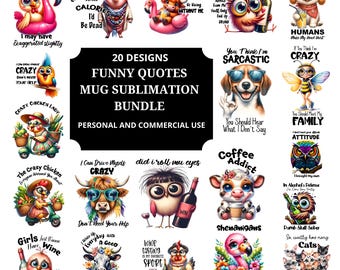 Sarcastic Quotes Mug Sublimation PNG Bundle | Funny Digital Download for Mugs & T-Shirts