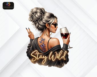 Stay Wild Woman SVG PNG, Boho Butterfly Tattoo Art, (Digital Download)