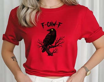 Gothic Raven Tee: Witchy Crow Design, Dark Humor Shirt (Cotton)