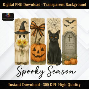 Vintage Halloween Ghost PNG: Spooky Season Pumpkin Clipart (Digital Download