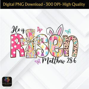 He is Risen Easter PNG: Christian Clipart (Digital Download)