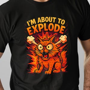 Exploding Cat Shirt Angry Cartoon Cat Retro Comic Tee