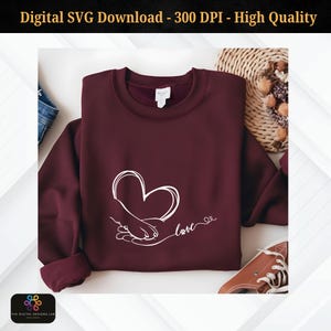 Paw and Hand SVG: Valentine Pet Love Line Art (Digital Download)