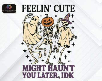 Tanzendes Skelett Halloween PNG: Geist Kürbis Shirt Design (Instant Download)