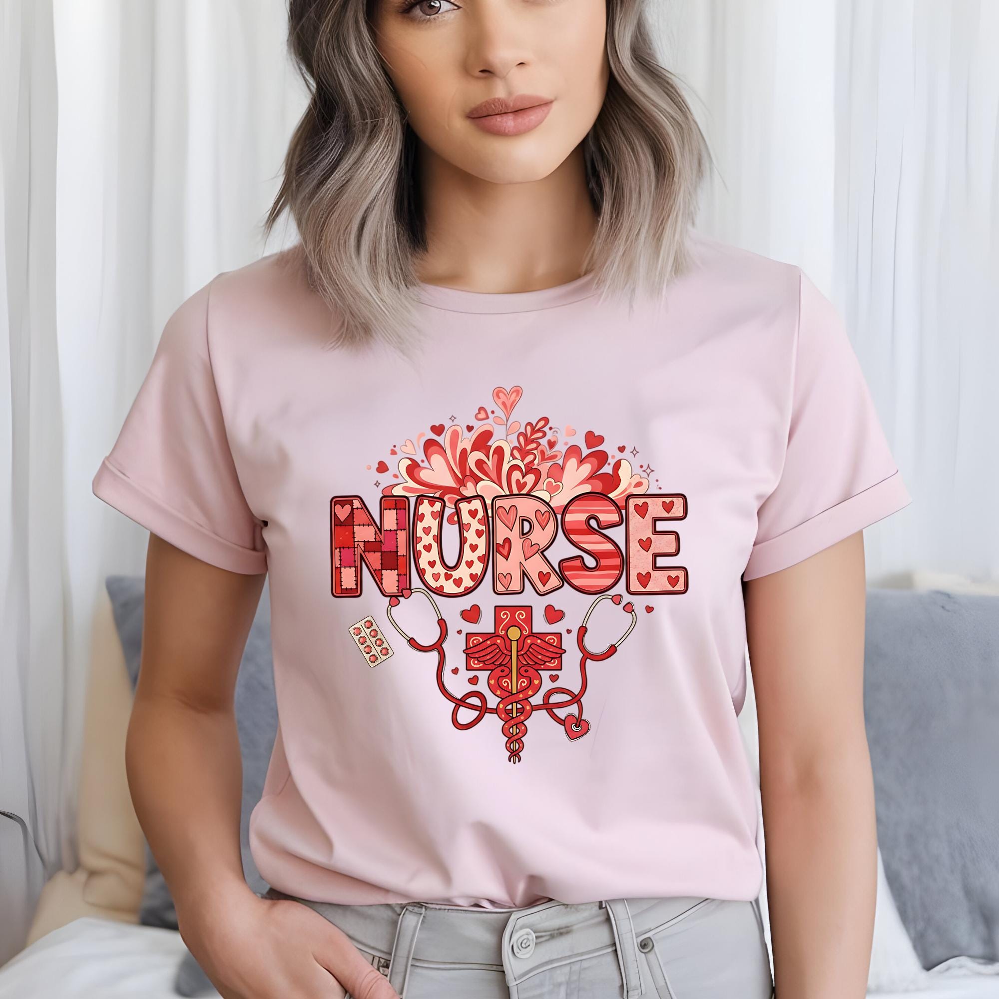 Nurse Valentine SVG PNG Medical Love Design RN Heart Caduceus Shirt ...