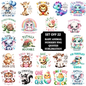 Baby Animal PNG Bundle für Onesies Shirts und Sublimationsdesigns