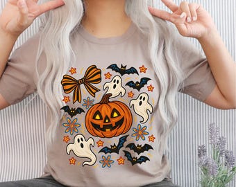 Coquette Halloween Ghost PNG: Girly Pumpkin Bow Design (Digital Download)
