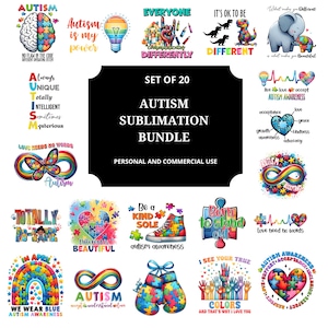 Autism Awareness Sublimation Designs: Puzzle Heart PNG Bundle (Digital Download)