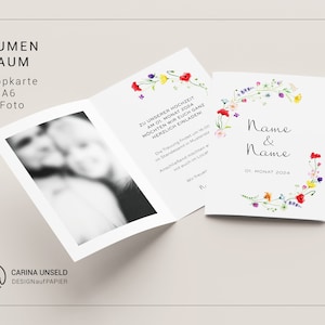 Hochzeitseinladung BLUMEN TRAUM | personalisierte Karte mit Foto | Klappkarte DIN A6