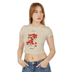 Camiseta feminina Red Poppy para bebê, arte gráfica Red Poppy, camiseta com estampa nostálgica do Oriente Médio, presente do Levante e Mediterrâneo, flor árabe.