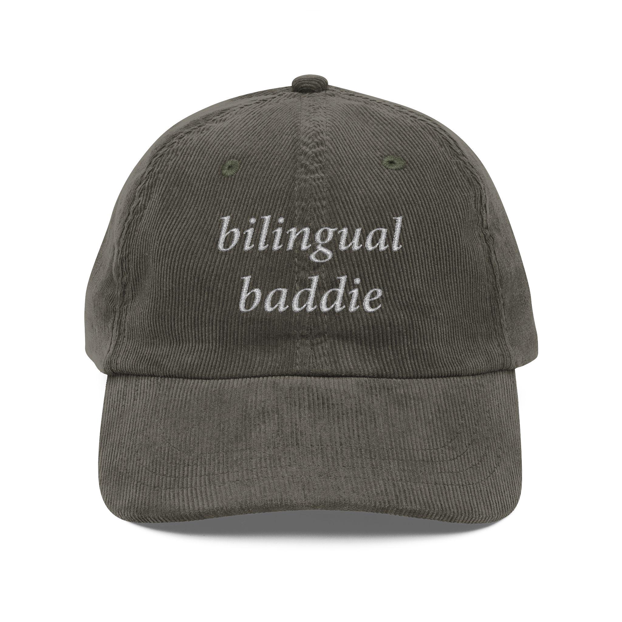 Bilingual Baddie Embroidery Vintage Corduroy Cap, Fashion  display picture 2