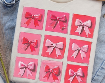 Pink Coquette Bow Checkered PNG, Womens T-Shirt Design (Digital Download)