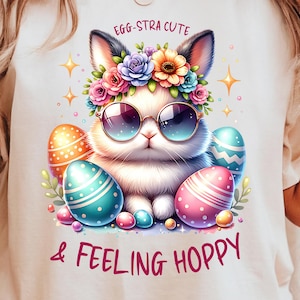 Feeling Hoppy Png, Happy Easter Png, Cute Bunny Design, Retro Easter Bunny, Spring Sublimation Design, Perfect for T-Shirts, Boho Bunny Png