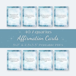 Cartes d'affirmation du Verseau, zodiaque imprimable, pont des signes solaires, énergie de l'air du Verseau, conseils en astrologie, sagesse spirituelle, téléchargement numérique PDF