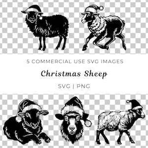 Pecora di Natale Svg, Cappello di Babbo Natale Pecora Svg, Cappello di Babbo Natale Pecora Svg, Design Pecora di Natale, Pecora carina, Festa delle pecore, Clipart di Pecora di Natale