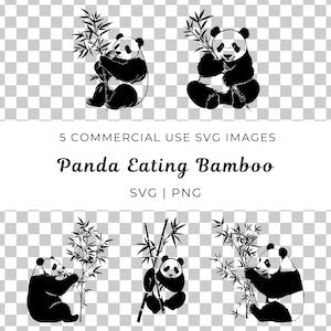 Panda comendo bambu Svg, vetor de floresta de bambu, panda fofo Svg, vetor de urso panda, amante de bambu Svg, panda adorável Svg, vetor de panda gigante