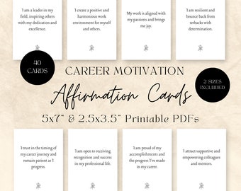 Tarjetas de afirmación profesional / Búsqueda de empleo, motivación (PDF imprimible)