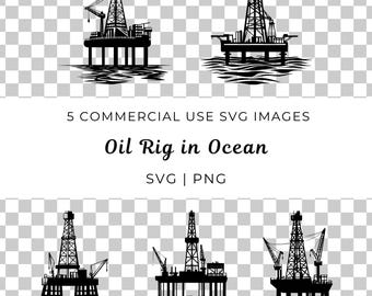 Oil Rig Platform SVG, Offshore Drilling Clipart (Digital Download)