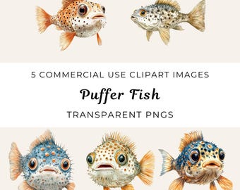Colorful Blowfish PNG Clipart, Marine Life Illustration (Digital Download)