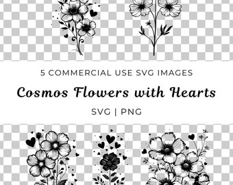 Cosmos Flower SVG PNG Clipart | October Birth Flower (Digital Download)