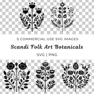 Art folklorique scandinave botanique vectoriel, vecteur de plantes nordiques, art populaire botanique Svg, vecteur de flore d'inspiration nordique, botanique artistique Svg
