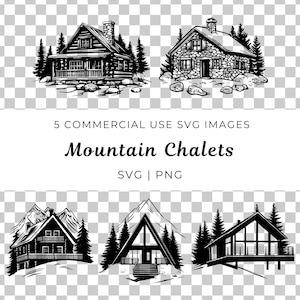 Bergchalet Svg, Alpine Cabin Svg, rustieke chalet Svg, besneeuwde bergchalet Svg, Lodge Cabin Svg, houten chalet, hut in de bergen