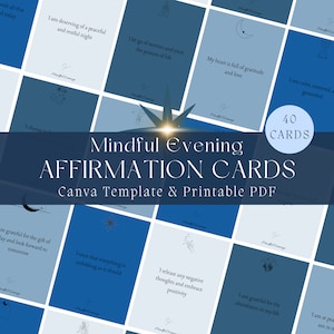 Carte di affermazione positiva, citazioni stampabili, modello Canva modificabile, serata consapevole, ispirazione quotidiana, mazzo spirituale, download digitale