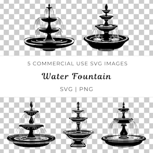 Water Fountain Svg, Water Fountain Vector, Garden Fountain Svg, Outdoor Water Feature Vector, Ornamental Fountain Svg, Tiered Water Fountain