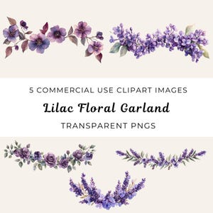 Guirnalda floral lila png, clipart de flores moradas, guirnalda floral png, clipart de flores de lavanda, png de flores suaves, clipart de guirnalda de flores de primavera,