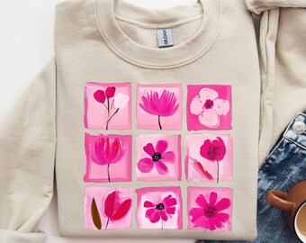 Flower Checkered PNG, Preppy Girly Florals T-Shirt Designs (Digital Download)