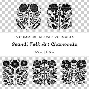 Scandinave camomille Svg, art folklorique camomille vecteur, fleur de camomille Svg, vecteur scandinave camomille, camomille nordique Svg, camomille