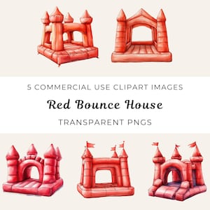 Red Bounce House Party, Bounce House Clipart, Jump House Png, Kids Birthday Party Png, Children&#39;s Entertainment, Inflatable Jump Castle