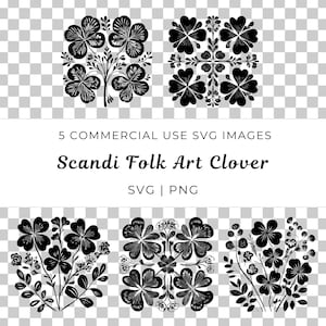Svg folklórico escandinavo, diseño vectorial de trébol, trébol escandinavo en formato Svg, estilo folklórico vectorial, trébol floral en formato Svg, patrón escandinavo vectorial